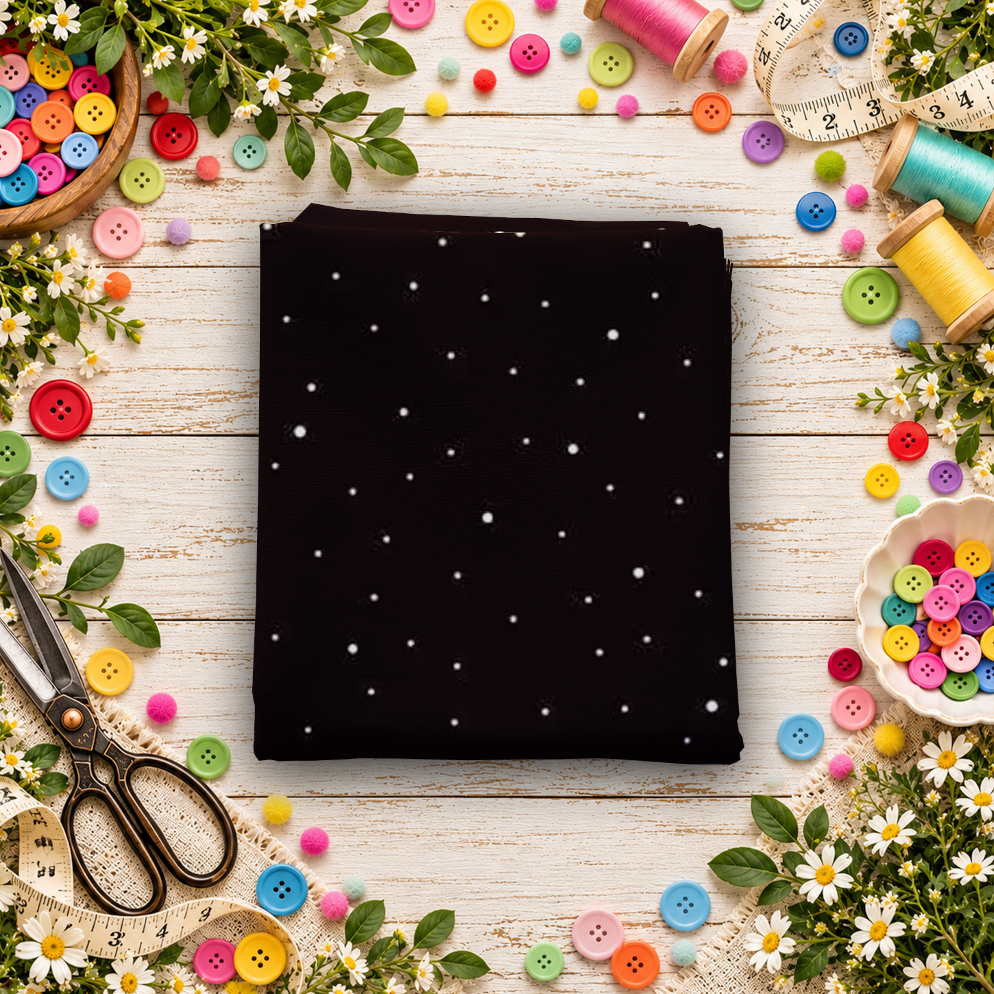Dapple Dot Black Fat Quarter