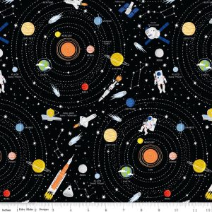 Reach for the Stars with NASA Galaxy Black Glow in the Dark Fat Quarter
